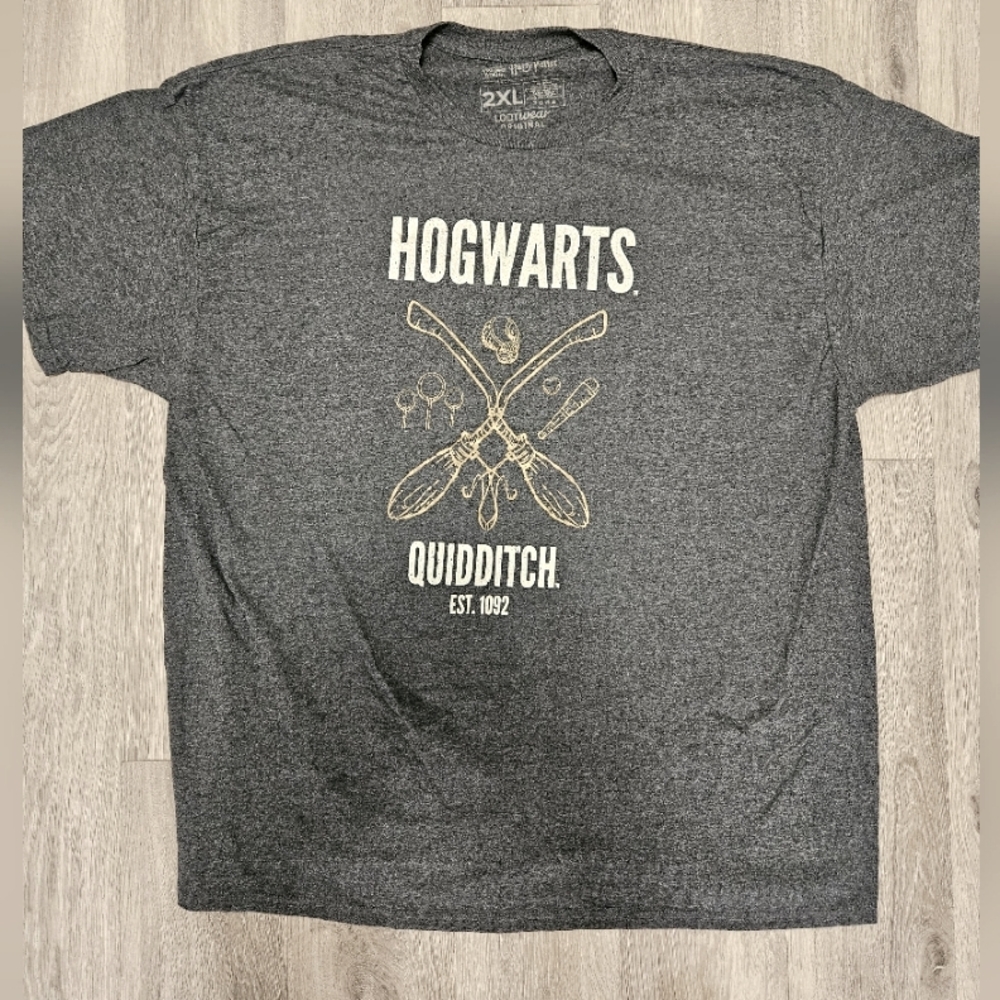 Wizarding World of Harry Potter Quidditch T-shirt Hogwarts Gray sz 2XL